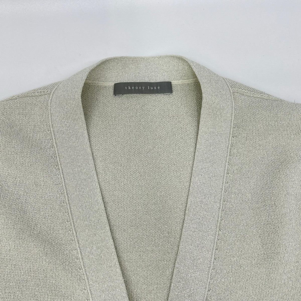 theory luxe セオリーリュクス 25SS ライトグレー LUREX KNIT 2 ショートスリーブラメニットカーディガン トップス