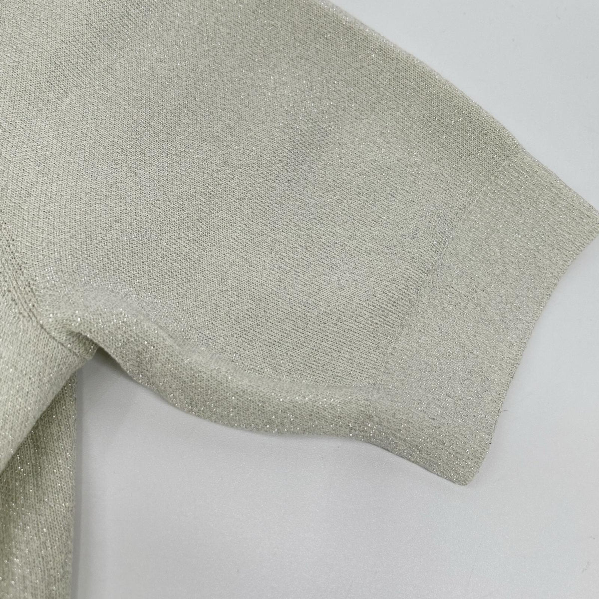 theory luxe セオリーリュクス 25SS ライトグレー LUREX KNIT 2 ショートスリーブラメニットカーディガン トップス
