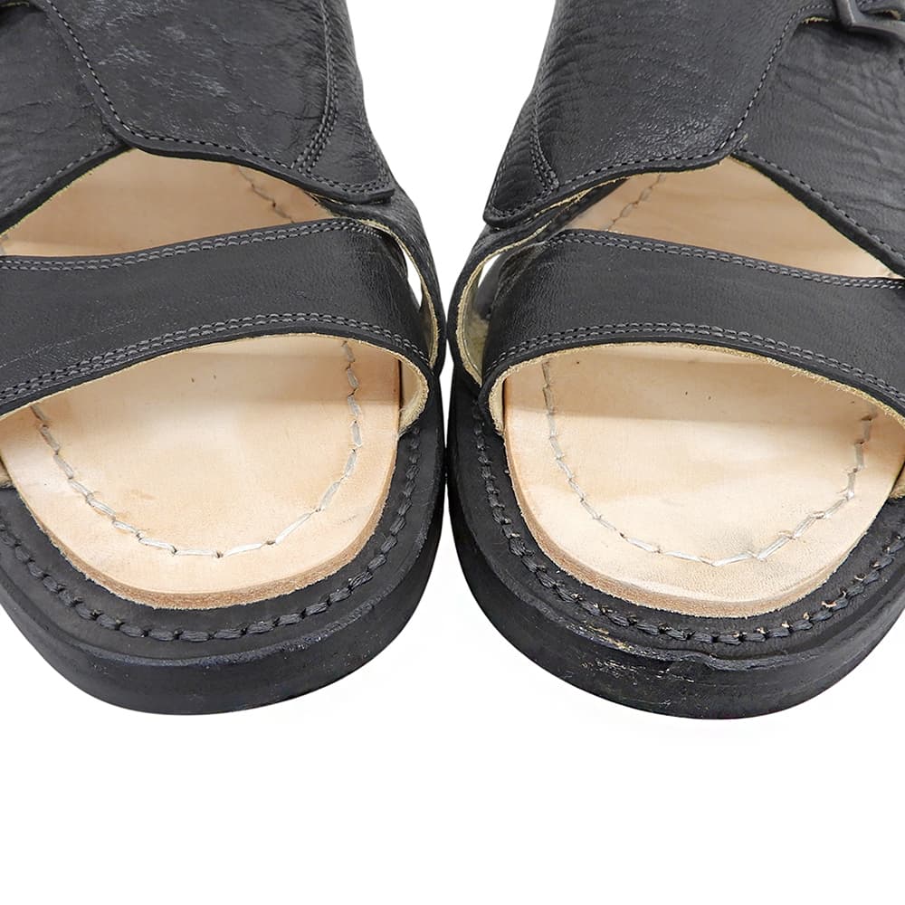 Post Production ポストプロダクション 美品 Hunt-Sandals レザーサンダル シューズ メンズ ブラック 6H ビブラムソール シューズ