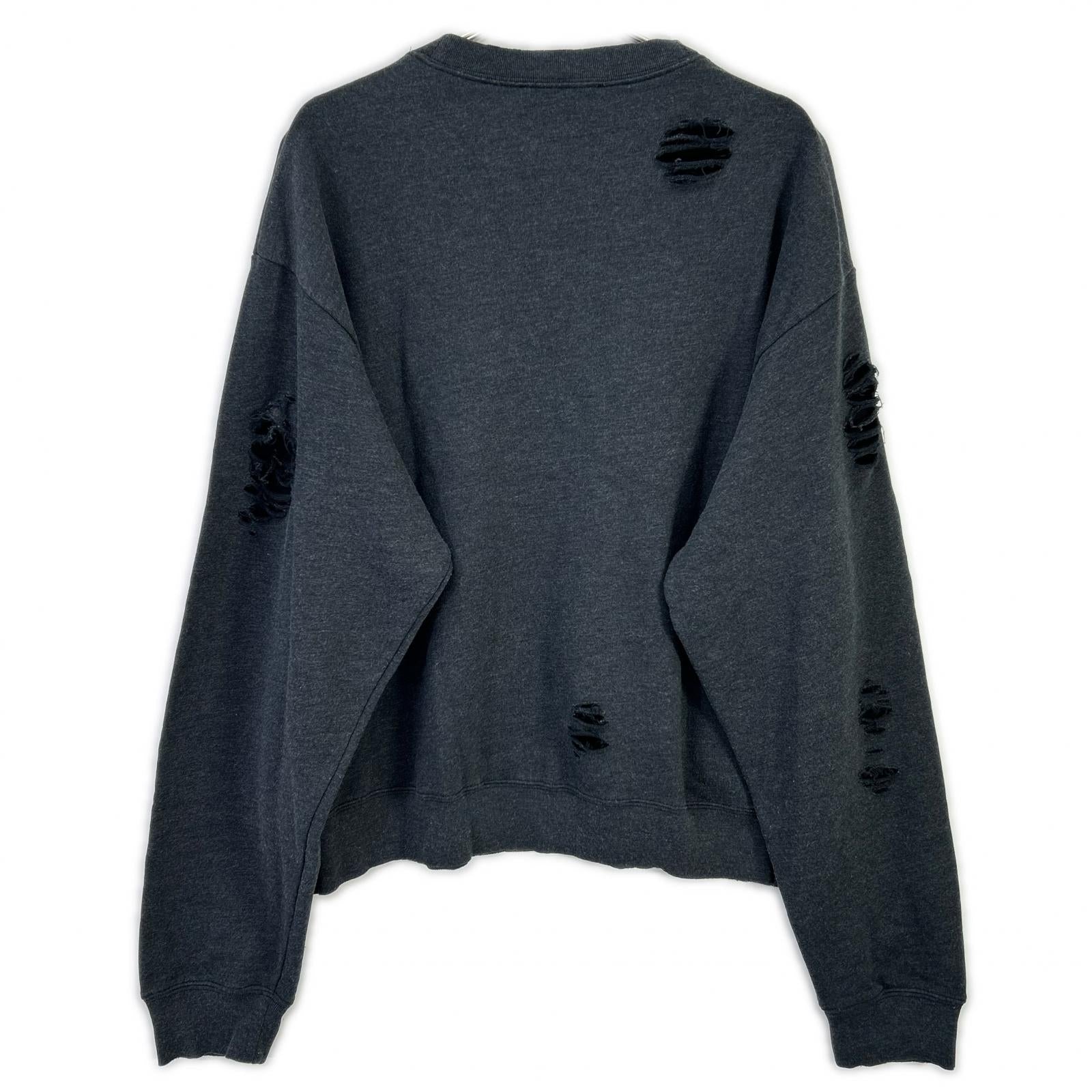 ACNE STUDIOS アクネ ストゥディオズ チャコール ダメージ加工 ガーメントダイ ロゴスウェットトップス トップス