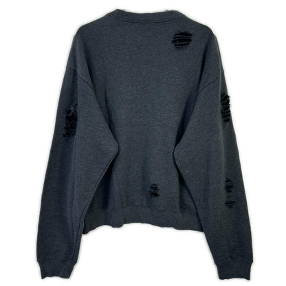 ACNE STUDIOS アクネ ストゥディオズ チャコール ダメージ加工 ガーメントダイ ロゴスウェットトップス トップス