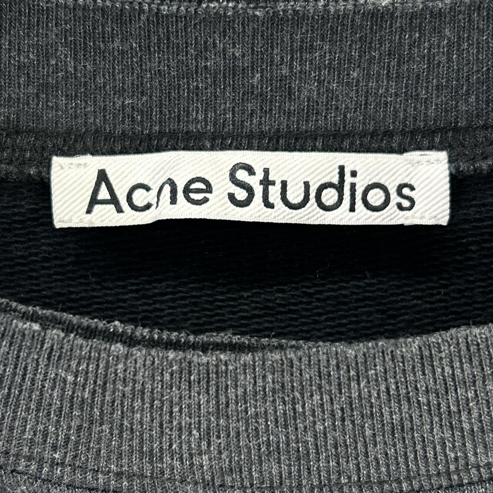 ACNE STUDIOS アクネ ストゥディオズ チャコール ダメージ加工 ガーメントダイ ロゴスウェットトップス トップス