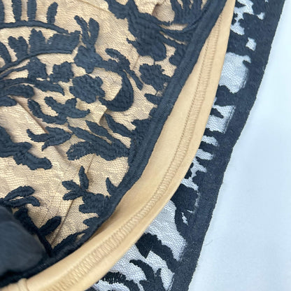 TADASHI SHOJI タダシショージ 3E216L アイボリー ワンショルダー ブラック刺繍レース リボンベルトワンピース ワンピース