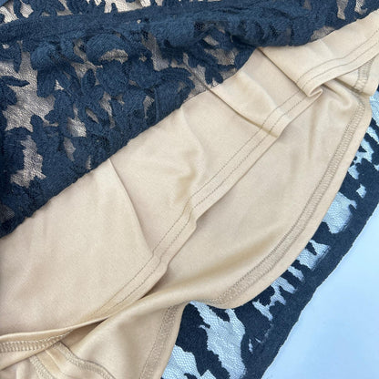 TADASHI SHOJI タダシショージ 3E216L アイボリー ワンショルダー ブラック刺繍レース リボンベルトワンピース ワンピース