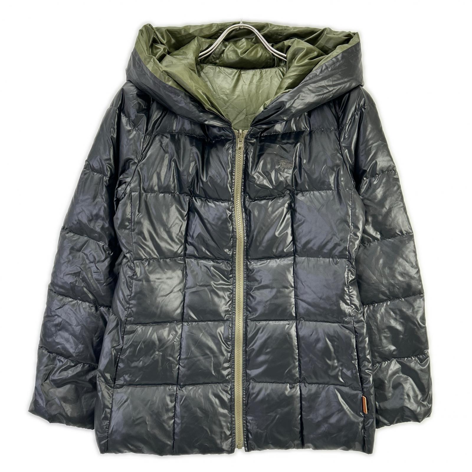 Burberry Blue Label バーバリーブルーレーベル E1F07-463-09 ブラック×カーキ ナイロン リバーシブルダウンジャケット ジャケット