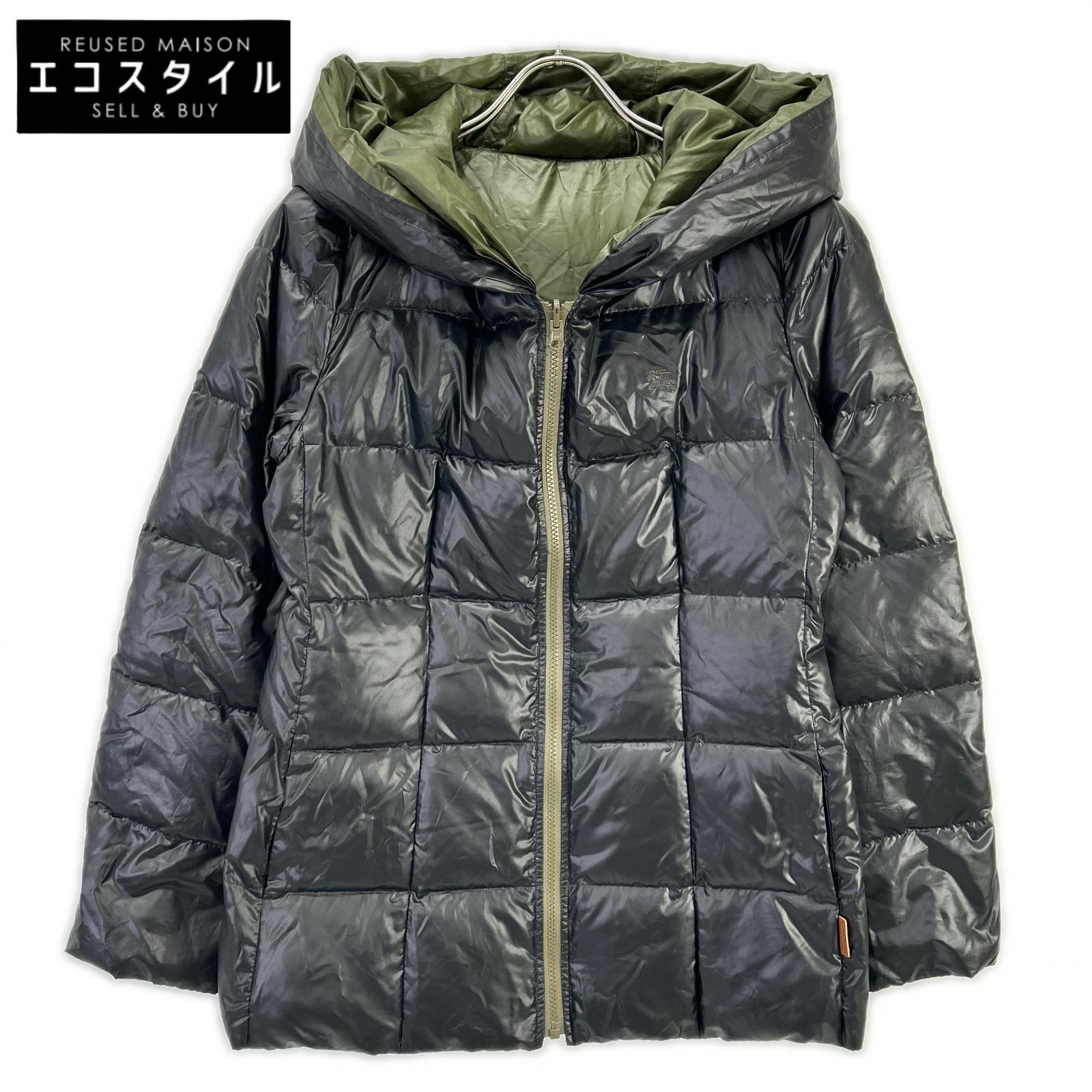 Burberry Blue Label BURBERRY BLUE LABEL E1F07-463-09 Black×Khaki nylon reversible down jacket jacket