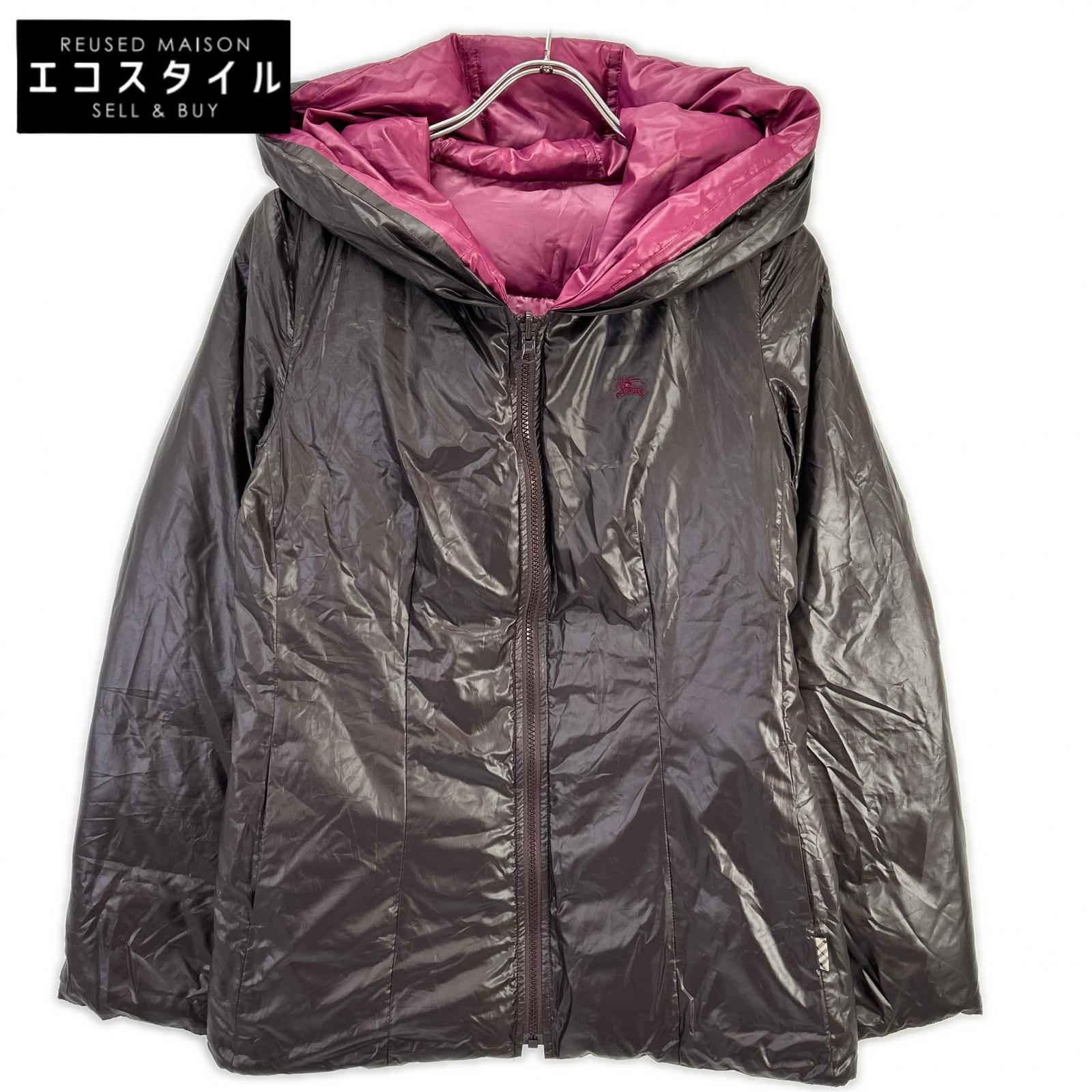 Burberry Blue Label バーバリーブルーレーベル E1F07-463-38 ブラウン×ピンク ナイロン リバーシブルダウンジャケット ジャケット