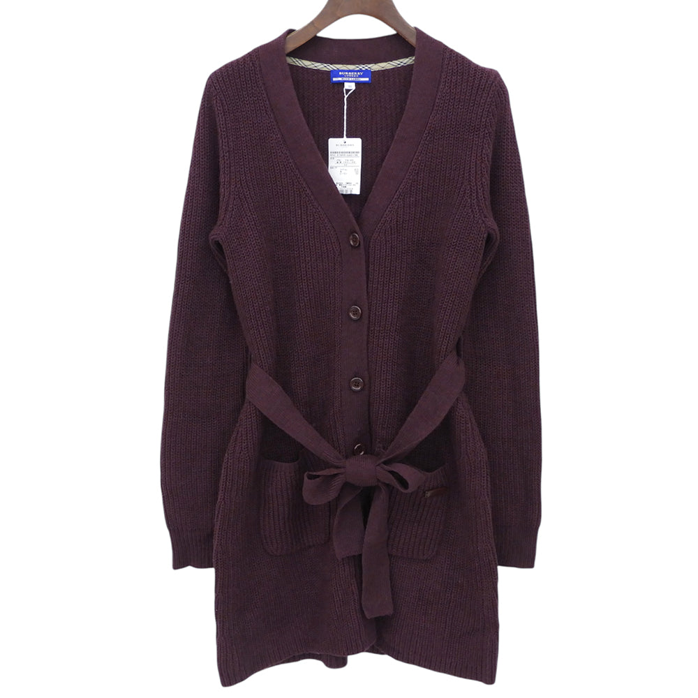 Burberry Blue Label バーバリーブルーレーベル 新品同様 ウール混 ロングスリーブ ボタン ニット カーディガン レディース ボルドー S トップス