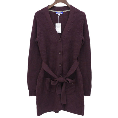 Burberry Blue Label バーバリーブルーレーベル 新品同様 ウール混 ロングスリーブ ボタン ニット カーディガン レディース ボルドー S トップス