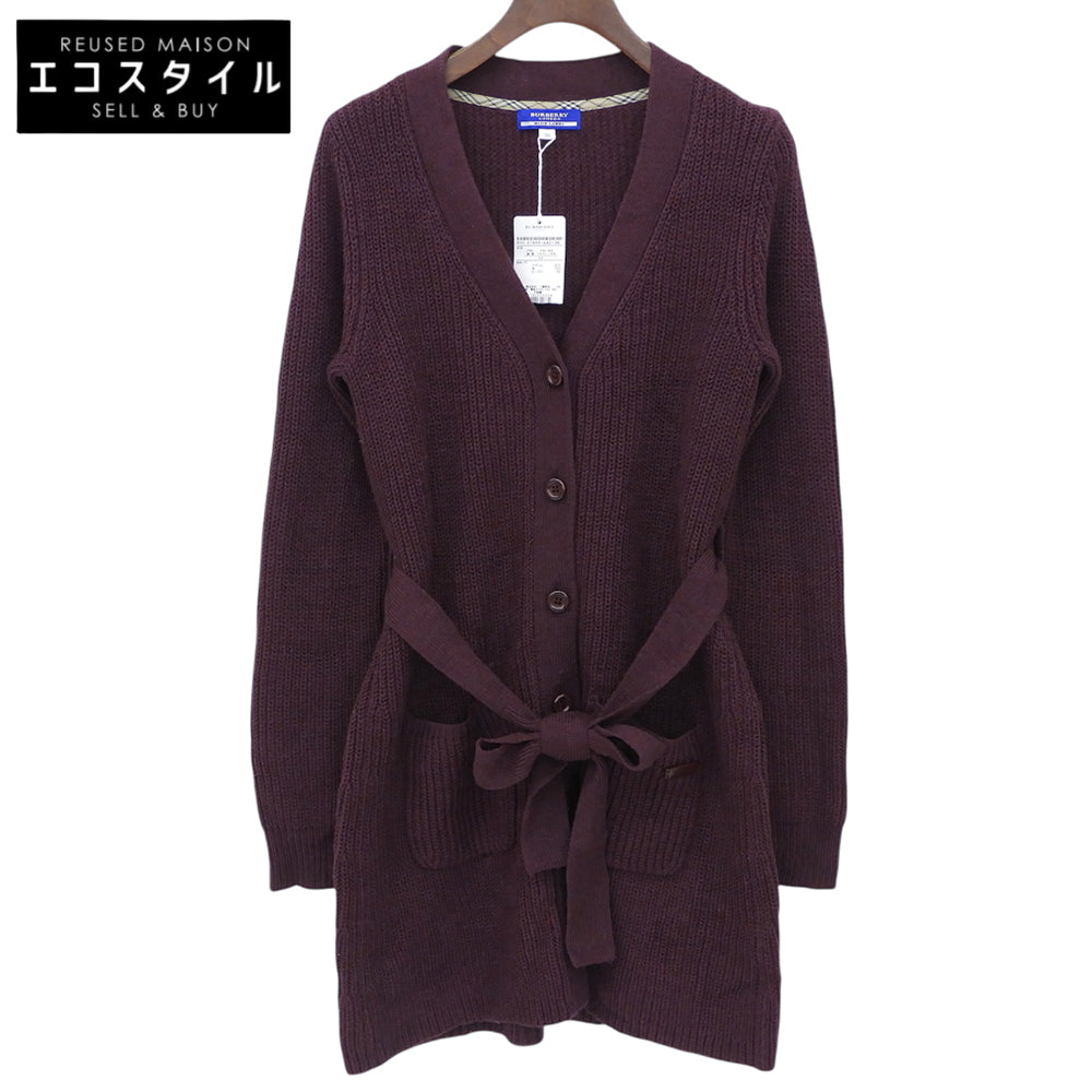 Burberry Blue Label バーバリーブルーレーベル 新品同様 ウール混 ロングスリーブ ボタン ニット カーディガン レディース ボルドー S トップス
