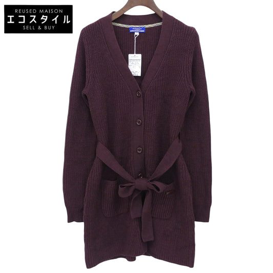 Burberry Blue Label バーバリーブルーレーベル 新品同様 ウール混 ロングスリーブ ボタン ニット カーディガン レディース ボルドー S トップス