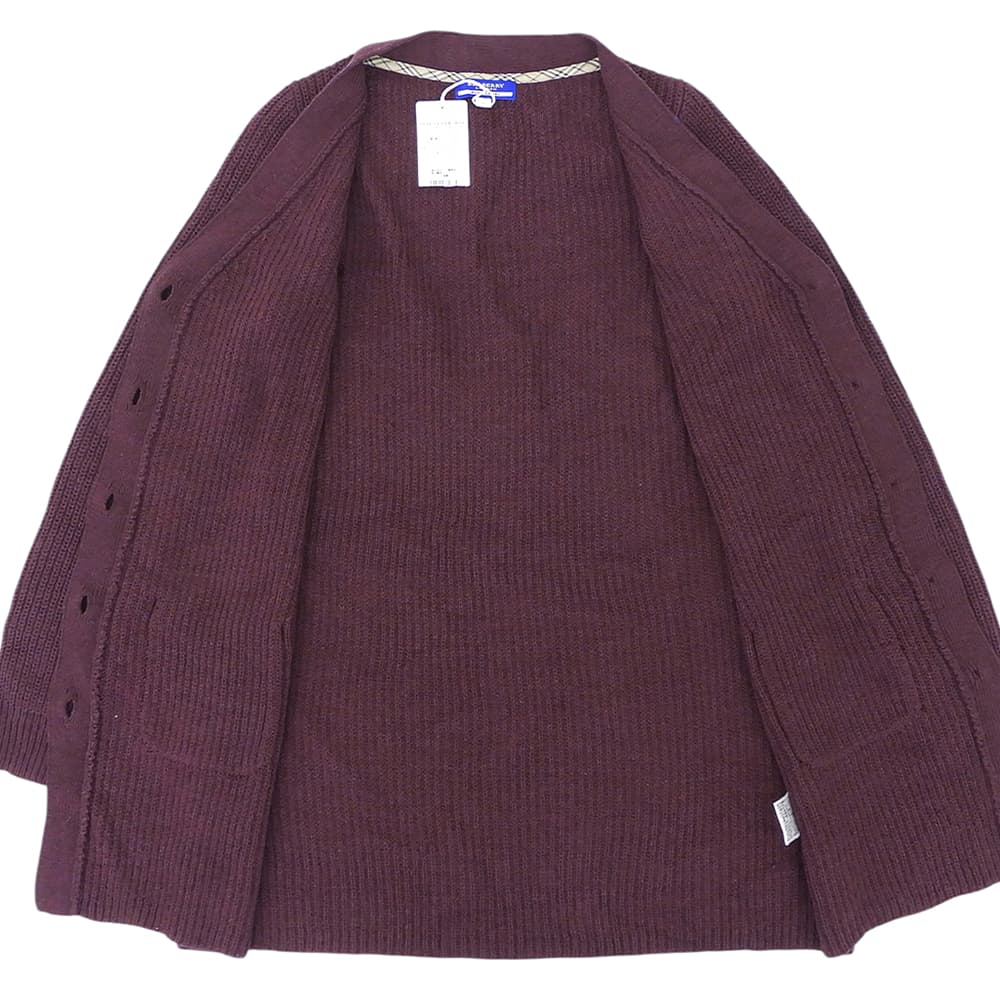 Burberry Blue Label バーバリーブルーレーベル 新品同様 ウール混 ロングスリーブ ボタン ニット カーディガン レディース ボルドー S トップス