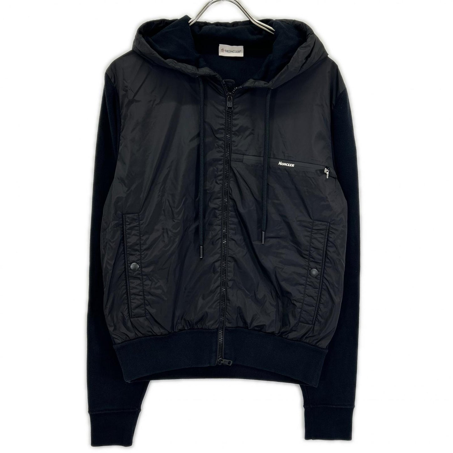 MONCLER モンクレール 20年製 ブラック ナイロン×コットン TRICOT CARDIGAN ジップアップフーテッドジャケット ジャケット