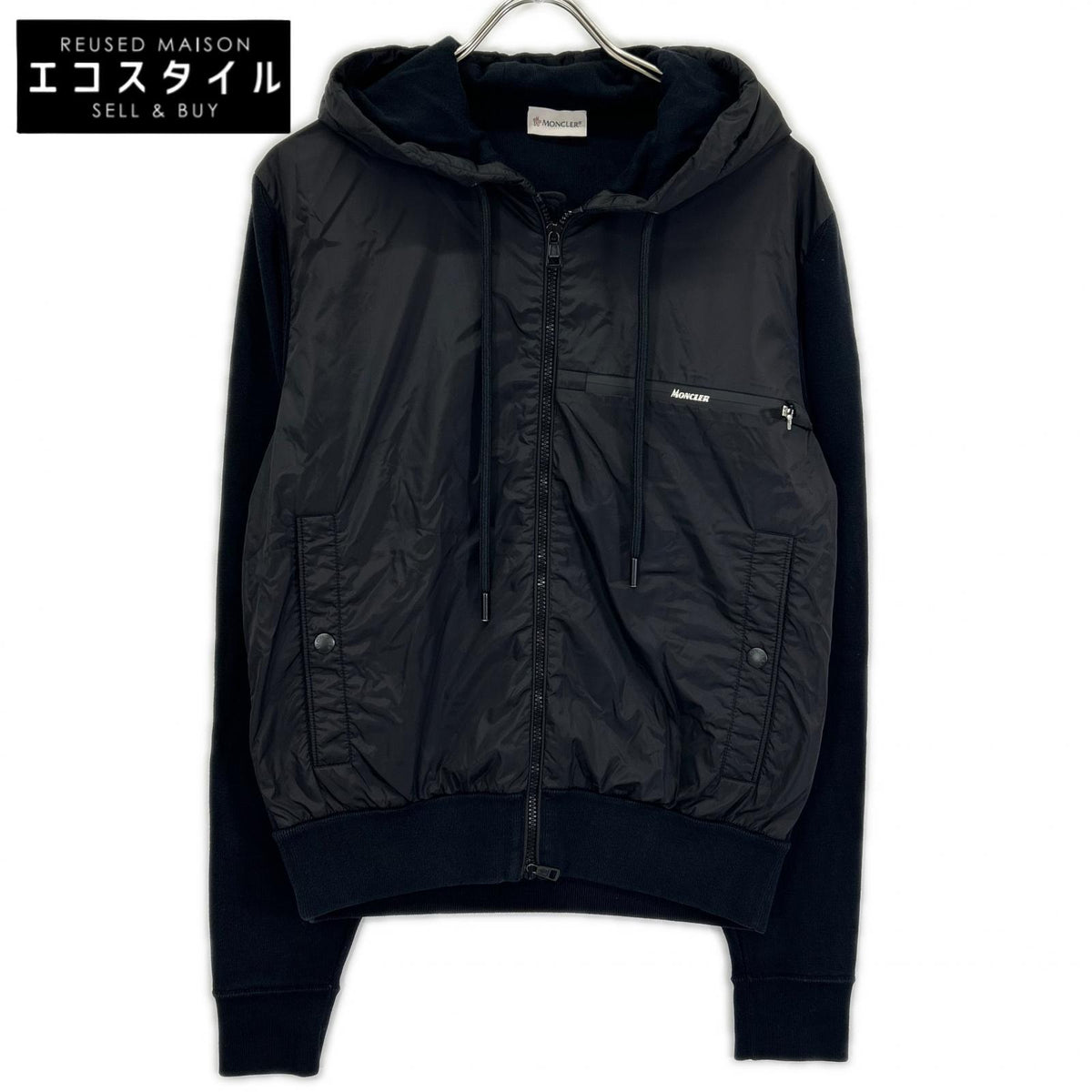 MONCLER モンクレール 20年製 ブラック ナイロン×コットン TRICOT CARDIGAN ジップアップフーテッドジャケット ジャケット