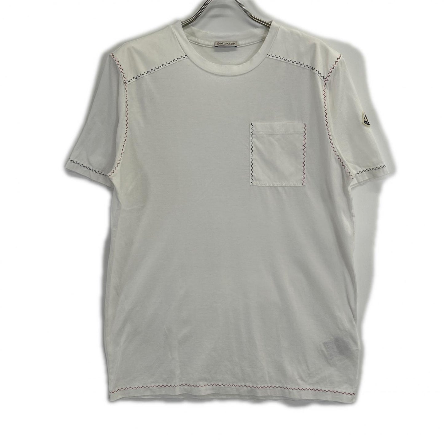 MONCLER モンクレール 22SS ホワイト SS T-SHIRT トリコロールステッチデザインTシャツ トップス