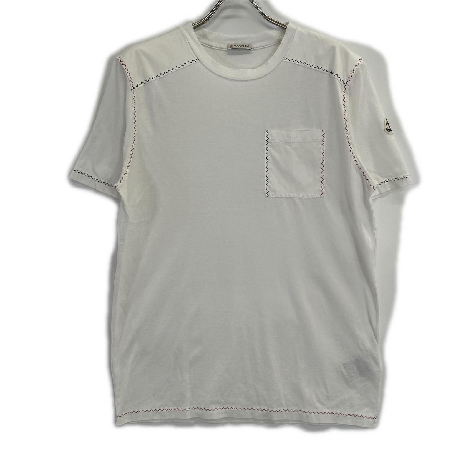 MONCLER モンクレール 22SS ホワイト SS T-SHIRT トリコロールステッチデザインTシャツ トップス