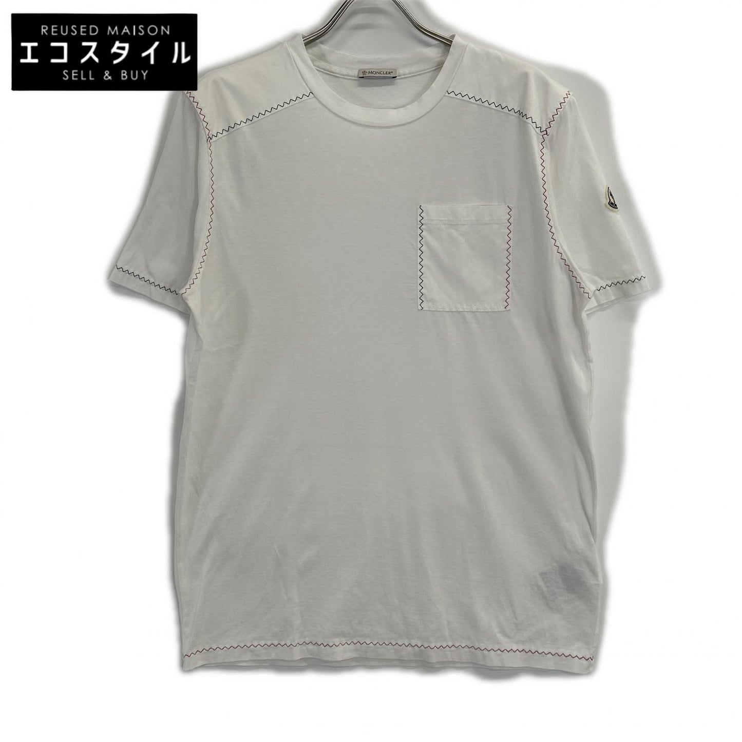 MONCLER モンクレール 22SS ホワイト SS T-SHIRT トリコロールステッチデザインTシャツ トップス