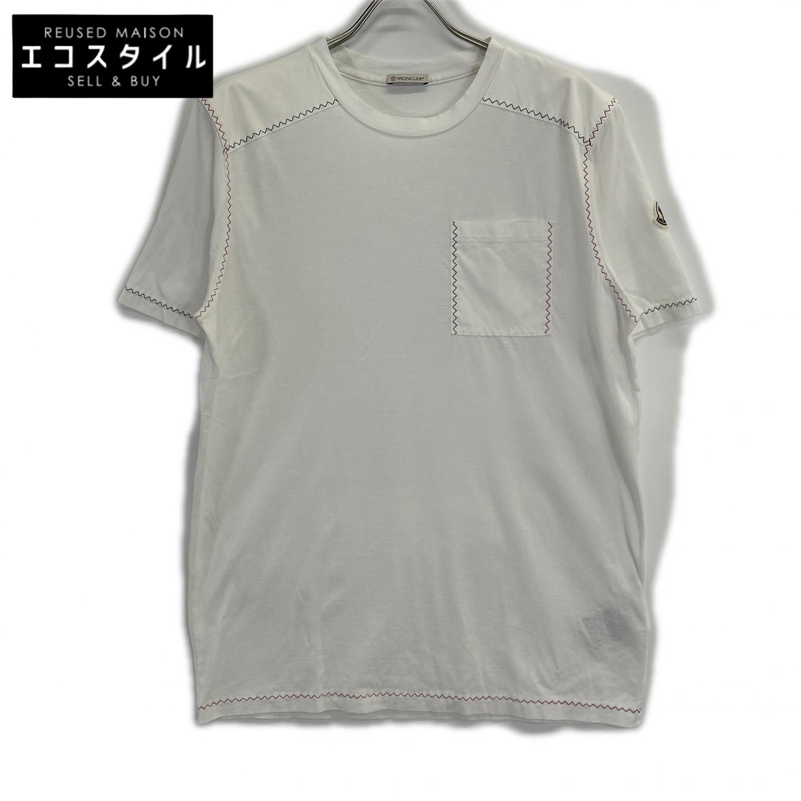 MONCLER モンクレール 22SS ホワイト SS T-SHIRT トリコロールステッチデザインTシャツ トップス