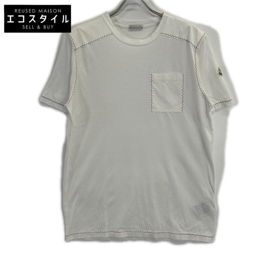 MONCLER モンクレール 22SS ホワイト SS T-SHIRT トリコロールステッチデザインTシャツ トップス