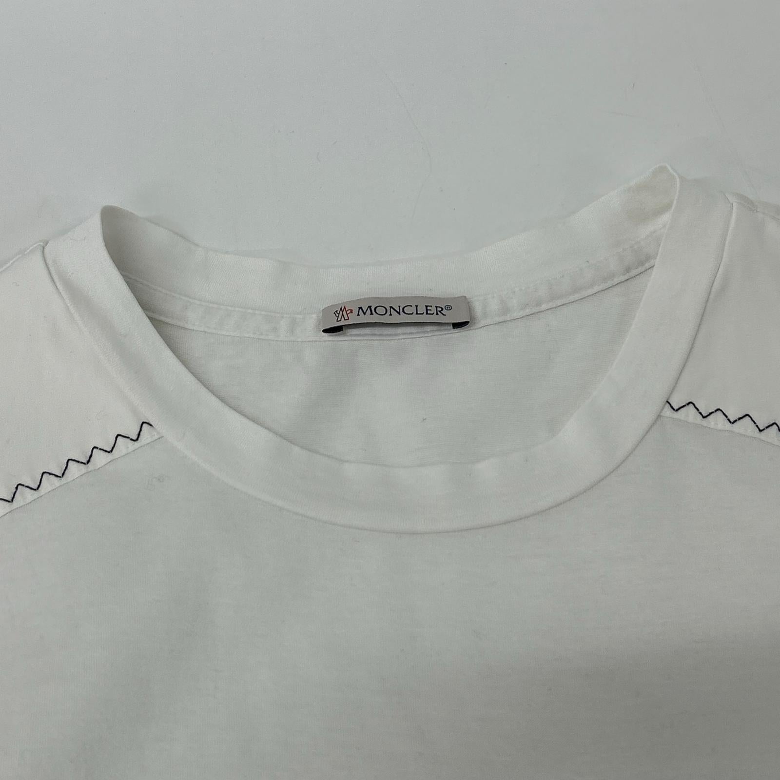 MONCLER モンクレール 22SS ホワイト SS T-SHIRT トリコロールステッチデザインTシャツ トップス