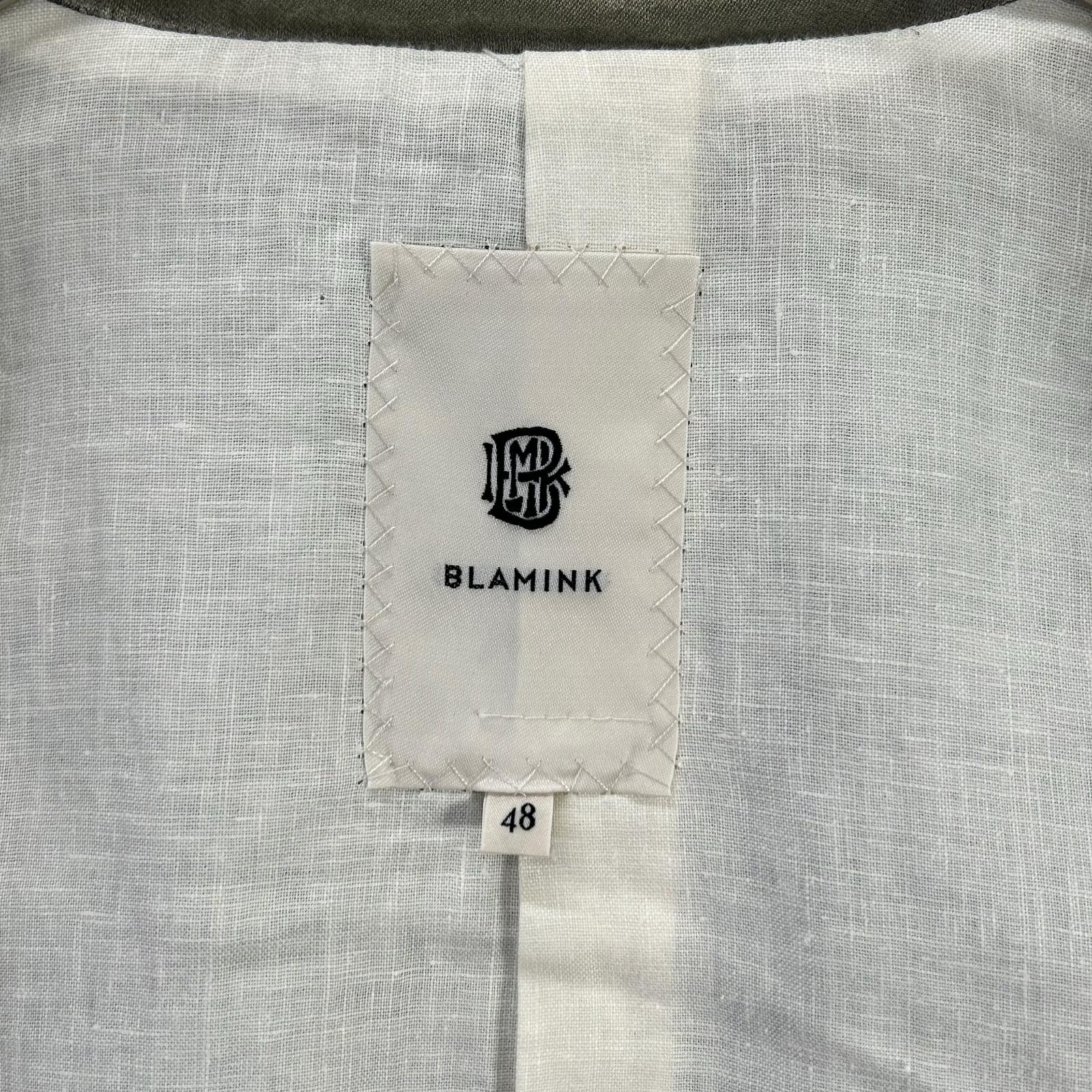 BLAMINK ブラミンク 7925ー230-0212 グリーン コットン/レーヨン切り替え ジップアップステンカラージャケット ジャケット