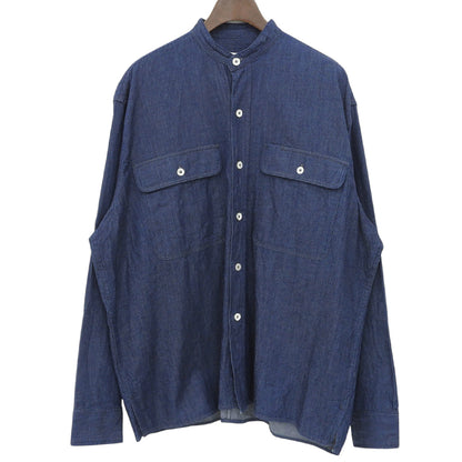 unfil アンフィル 美品 コットン100% エルボーパッチ ドロップバンドカラーシャツ トップス レディース インディゴ 3 トップス