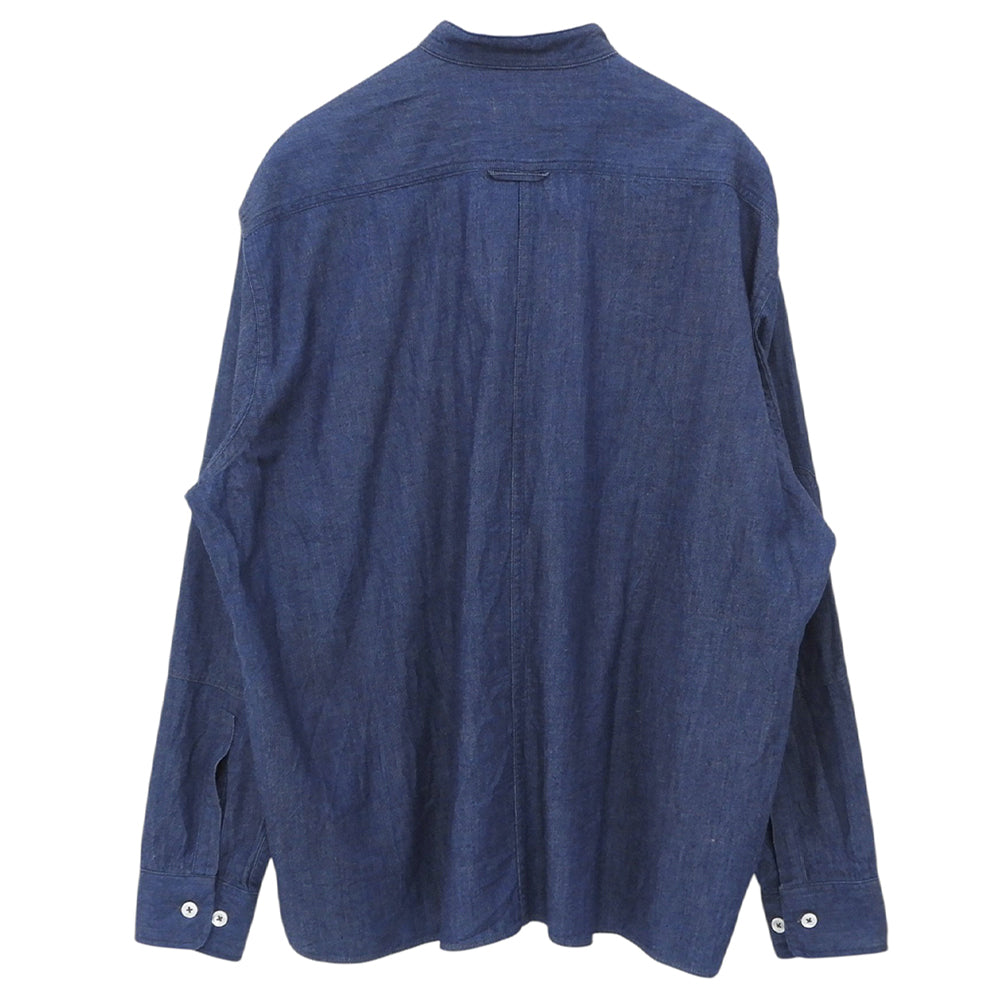 unfil アンフィル 美品 コットン100% エルボーパッチ ドロップバンドカラーシャツ トップス レディース インディゴ 3 トップス