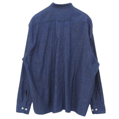 unfil アンフィル 美品 コットン100% エルボーパッチ ドロップバンドカラーシャツ トップス レディース インディゴ 3 トップス