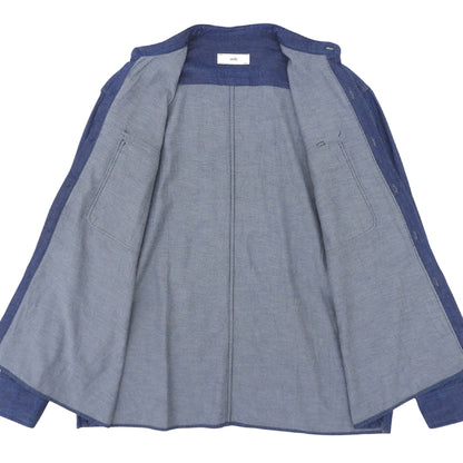 unfil アンフィル 美品 コットン100% エルボーパッチ ドロップバンドカラーシャツ トップス レディース インディゴ 3 トップス