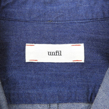 unfil アンフィル 美品 コットン100% エルボーパッチ ドロップバンドカラーシャツ トップス レディース インディゴ 3 トップス