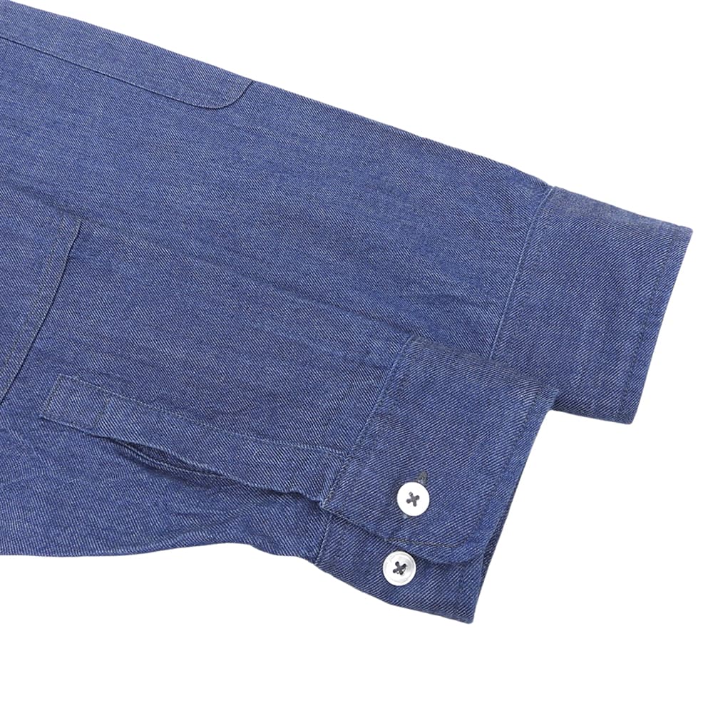 unfil アンフィル 美品 コットン100% エルボーパッチ ドロップバンドカラーシャツ トップス レディース インディゴ 3 トップス
