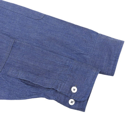 unfil アンフィル 美品 コットン100% エルボーパッチ ドロップバンドカラーシャツ トップス レディース インディゴ 3 トップス