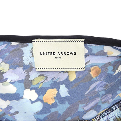 UNITED ARROWS ユナイテッドアローズ 美品 フラワーペイント ギャザー フレンチスリーブ ワンピース レディース ブルー ワンピース
