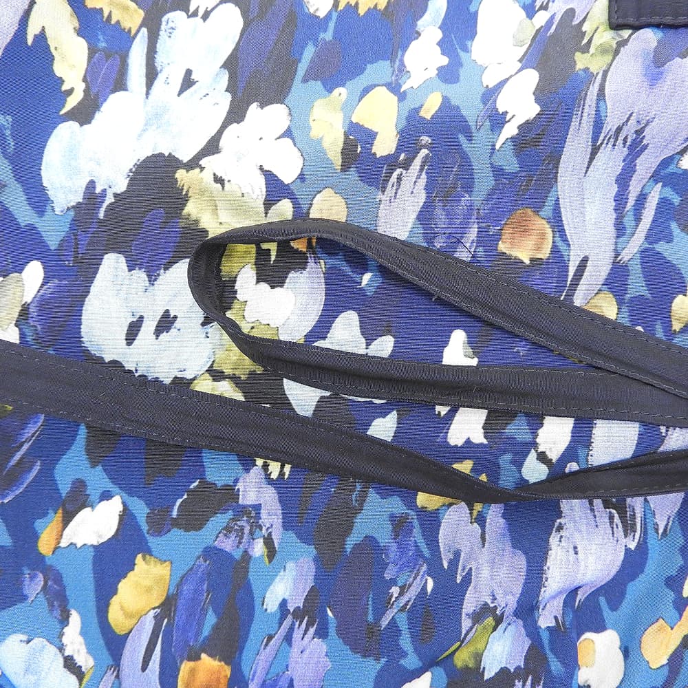 UNITED ARROWS ユナイテッドアローズ 美品 フラワーペイント ギャザー フレンチスリーブ ワンピース レディース ブルー ワンピース