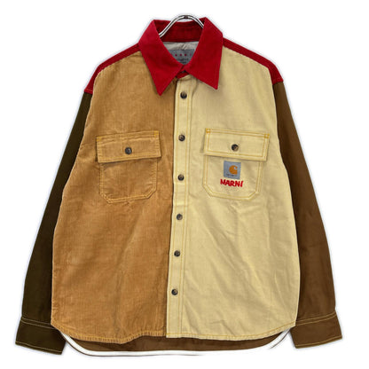 carhartt カーハート 【×MARNI】CUMU031301UTX004 ブラウン×レッド コーデュロイカラー マルニ ロングスリーブ オーバーシャツ トップス