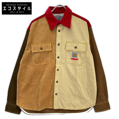 carhartt カーハート 【×MARNI】CUMU031301UTX004 ブラウン×レッド コーデュロイカラー マルニ ロングスリーブ オーバーシャツ トップス