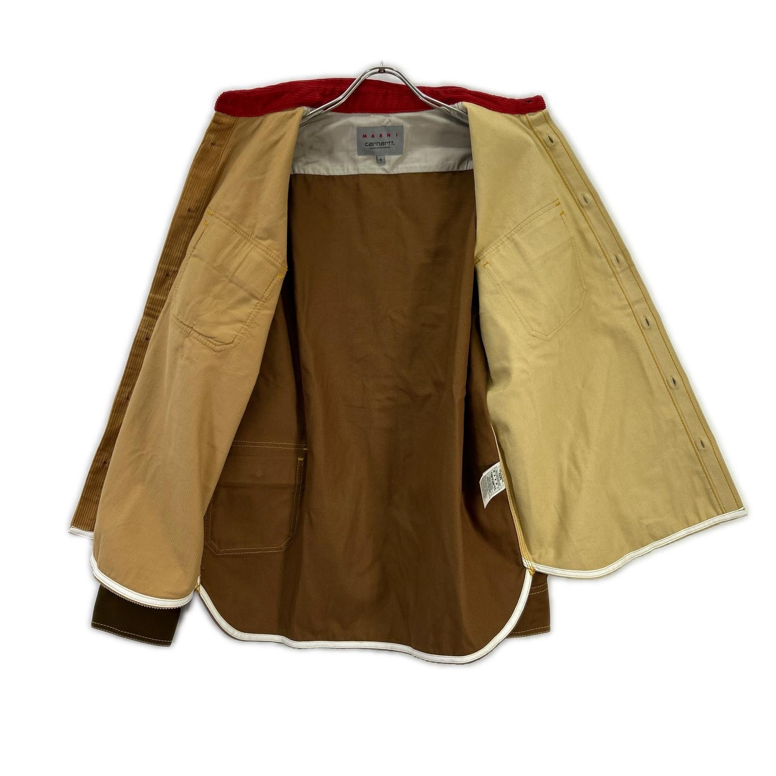 carhartt カーハート 【×MARNI】CUMU031301UTX004 ブラウン×レッド コーデュロイカラー マルニ ロングスリーブ オーバーシャツ トップス