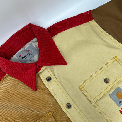 carhartt カーハート 【×MARNI】CUMU031301UTX004 ブラウン×レッド コーデュロイカラー マルニ ロングスリーブ オーバーシャツ トップス