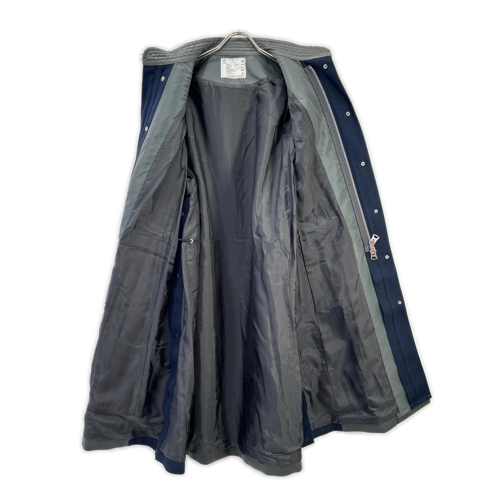 sacai サカイ 23SS 23-03114M グレー×ネイビー ウール ナイロン ドッキング チェスターコート コート