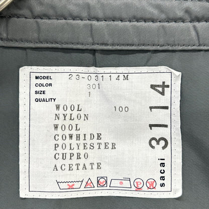 sacai サカイ 23SS 23-03114M グレー×ネイビー ウール ナイロン ドッキング チェスターコート コート