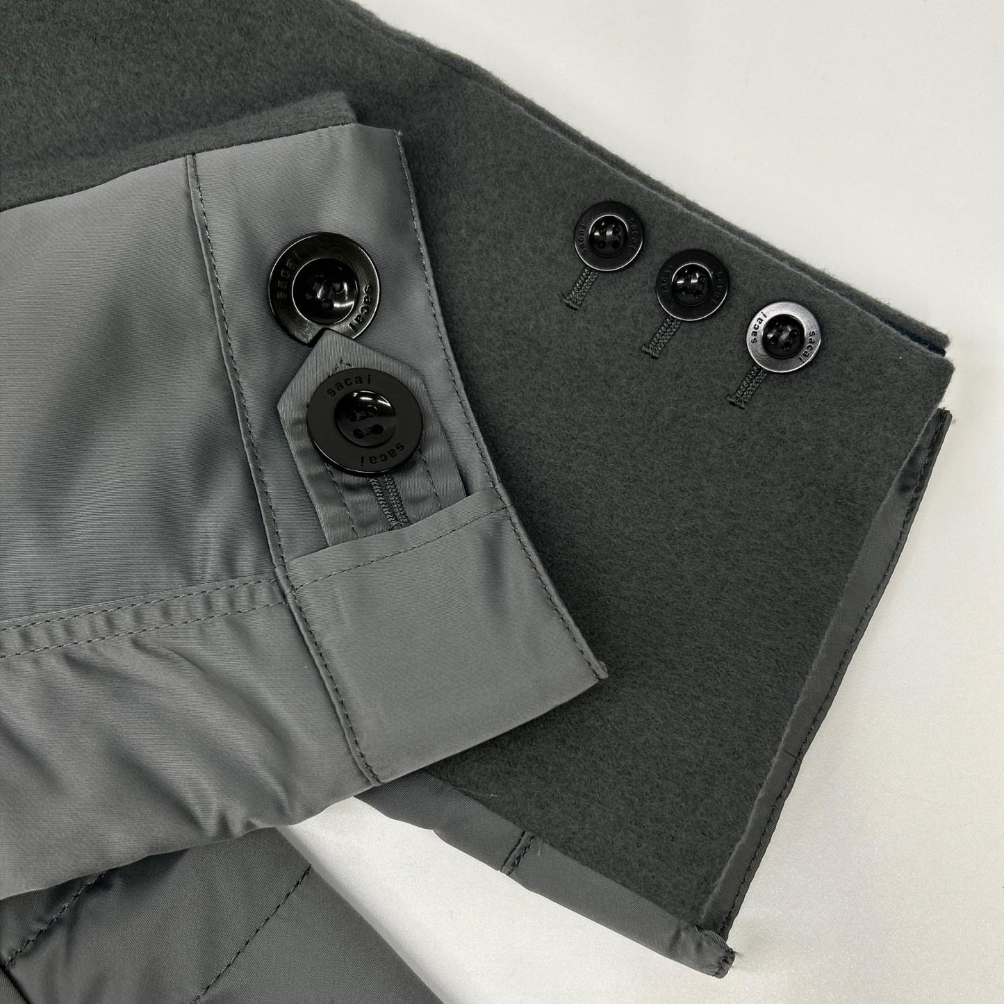 sacai サカイ 23SS 23-03114M グレー×ネイビー ウール ナイロン ドッキング チェスターコート コート