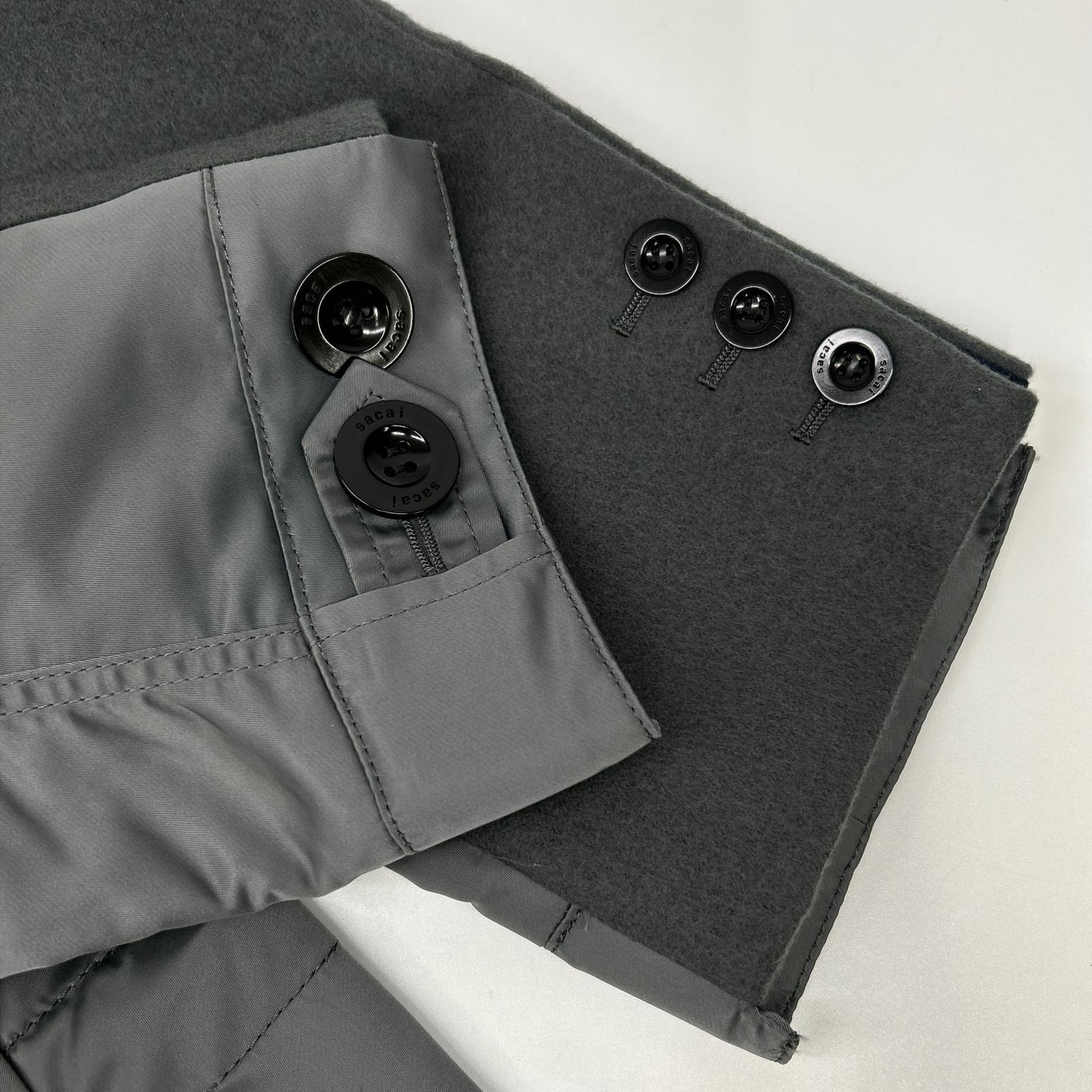 sacai サカイ 23SS 23-03114M グレー×ネイビー ウール ナイロン ドッキング チェスターコート コート