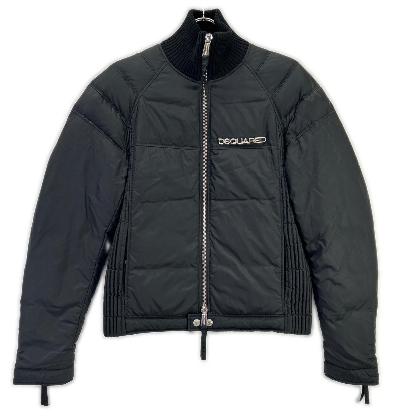 DSQUARED2 ディースクエアード 71AM167 ブラック ナイロン メタルロゴ ダブルジップ リアル ダウンジャケット ジャケット