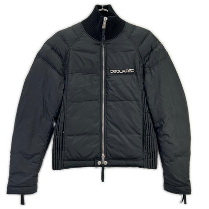 DSQUARED2 ディースクエアード 71AM167 ブラック ナイロン メタルロゴ ダブルジップ リアル ダウンジャケット ジャケット