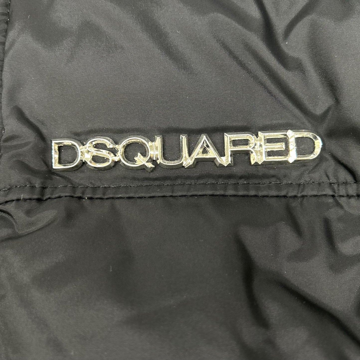 DSQUARED2 ディースクエアード 71AM167 ブラック ナイロン メタルロゴ ダブルジップ リアル ダウンジャケット ジャケット
