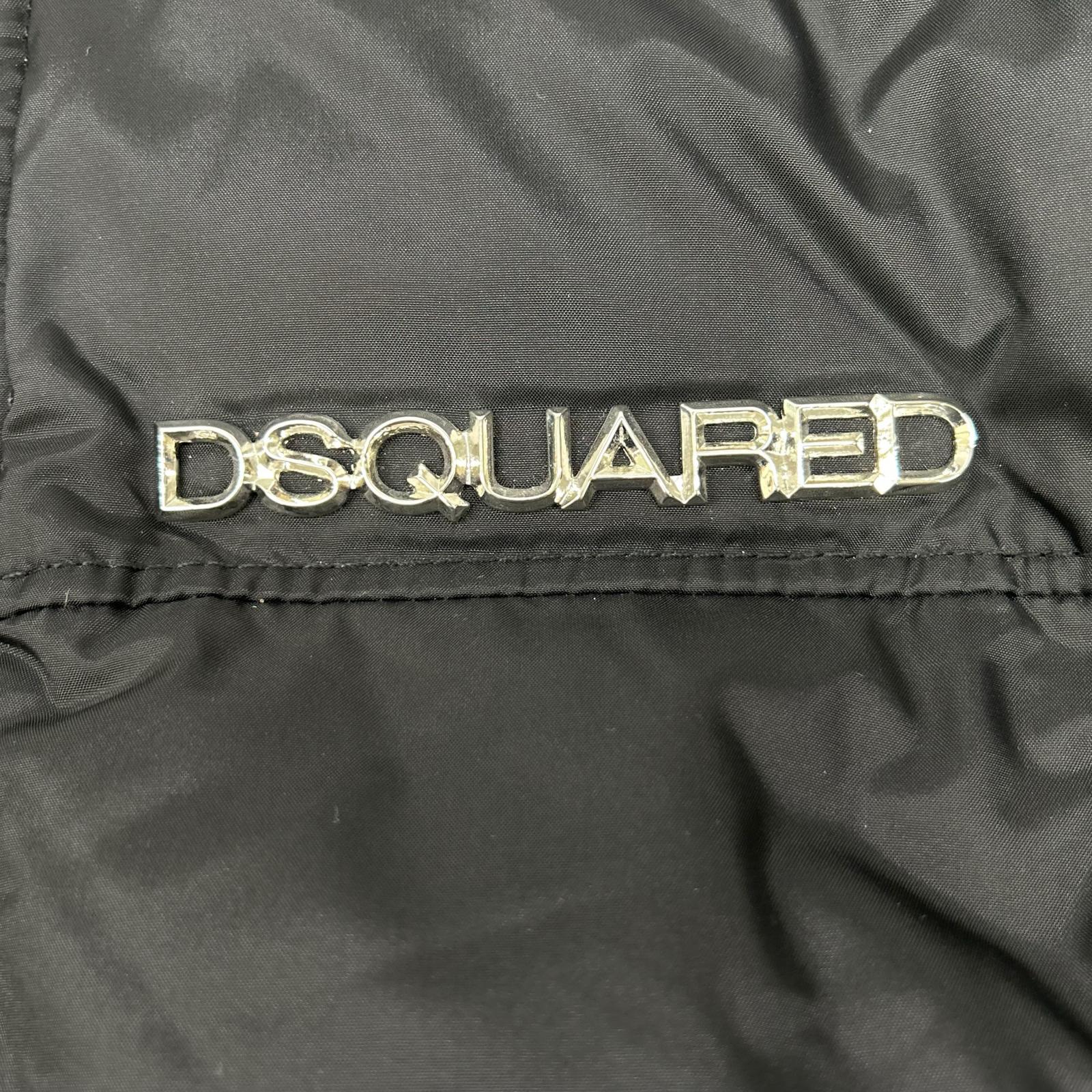 DSQUARED2 ディースクエアード 71AM167 ブラック ナイロン メタルロゴ ダブルジップ リアル ダウンジャケット ジャケット