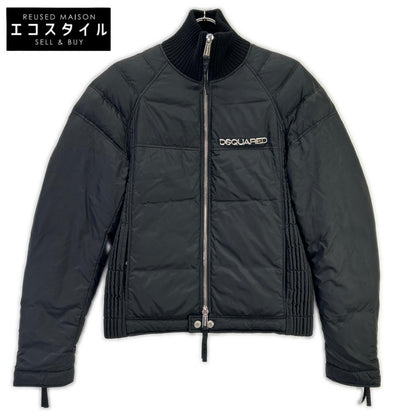 DSQUARED2 ディースクエアード 71AM167 ブラック ナイロン メタルロゴ ダブルジップ リアル ダウンジャケット ジャケット