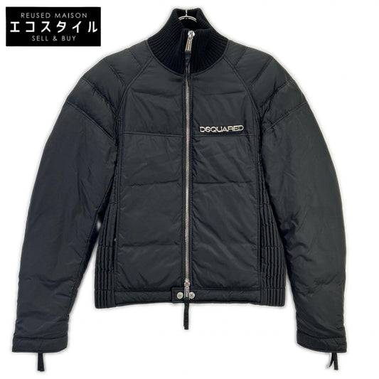 DSQUARED2 ディースクエアード 71AM167 ブラック ナイロン メタルロゴ ダブルジップ リアル ダウンジャケット ジャケット