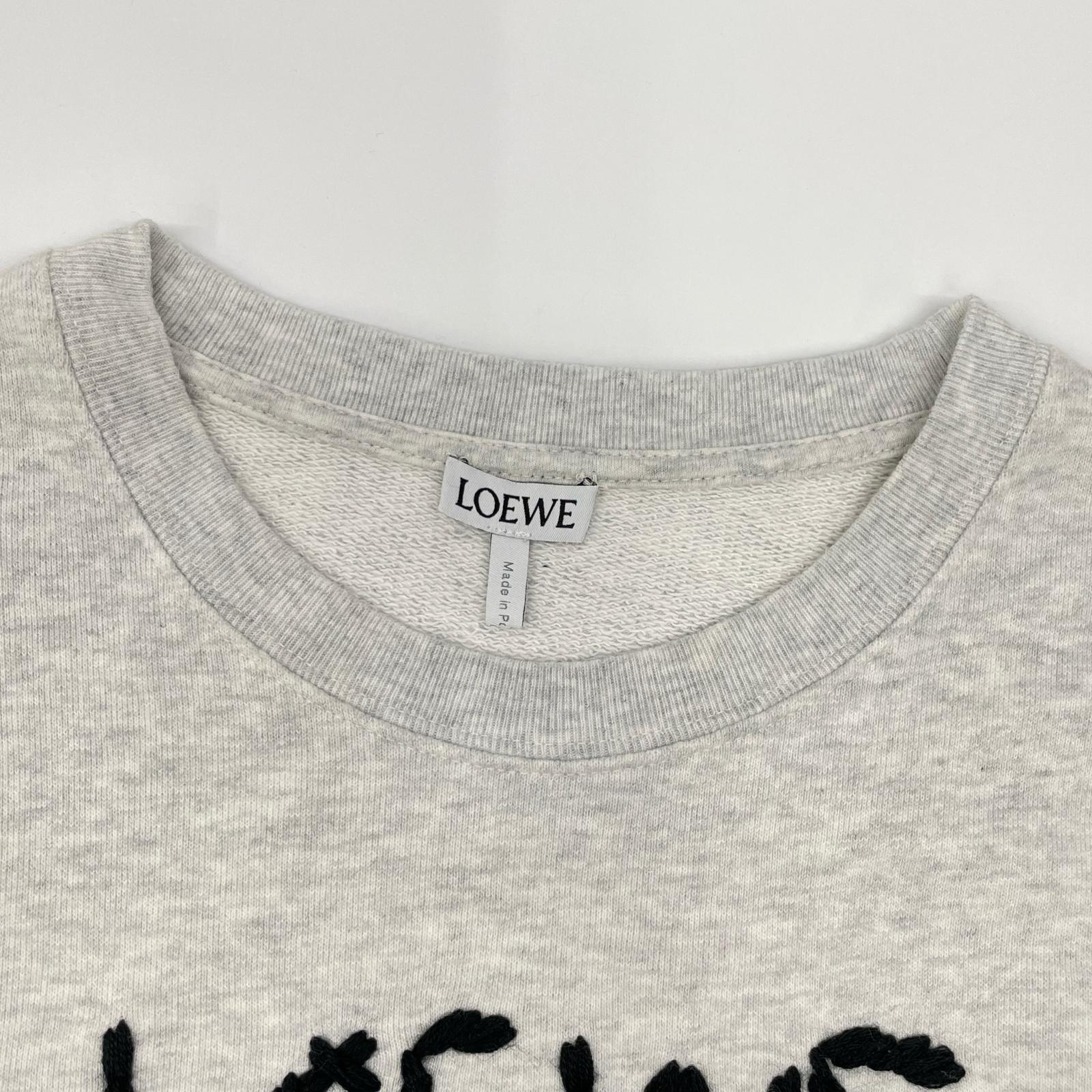 LOEWE ロエベ H526Y24J14 ホワイト ロゴ刺繍 クルーネック ロングスリーブ スウェット トップス