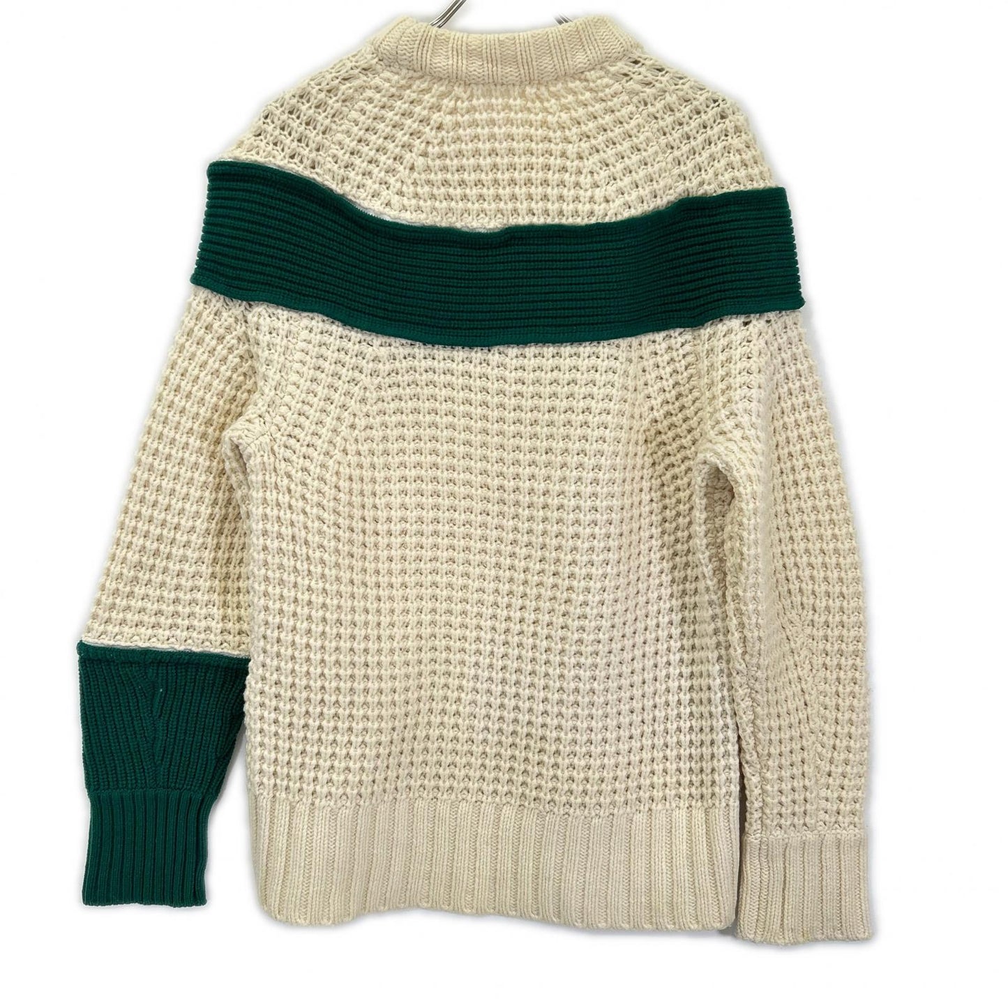 sacai サカイ 19年製 19-02082M アイボリー×グリーン ジップ切り替え セーター トップス
